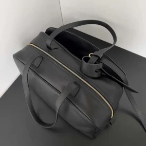 Prada Women Carrie Bowling Bag Medium in Black Calfskin
