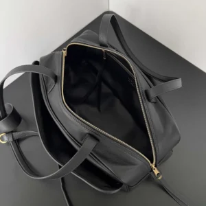Prada Women Carrie Bowling Bag Small in Black Calfskin