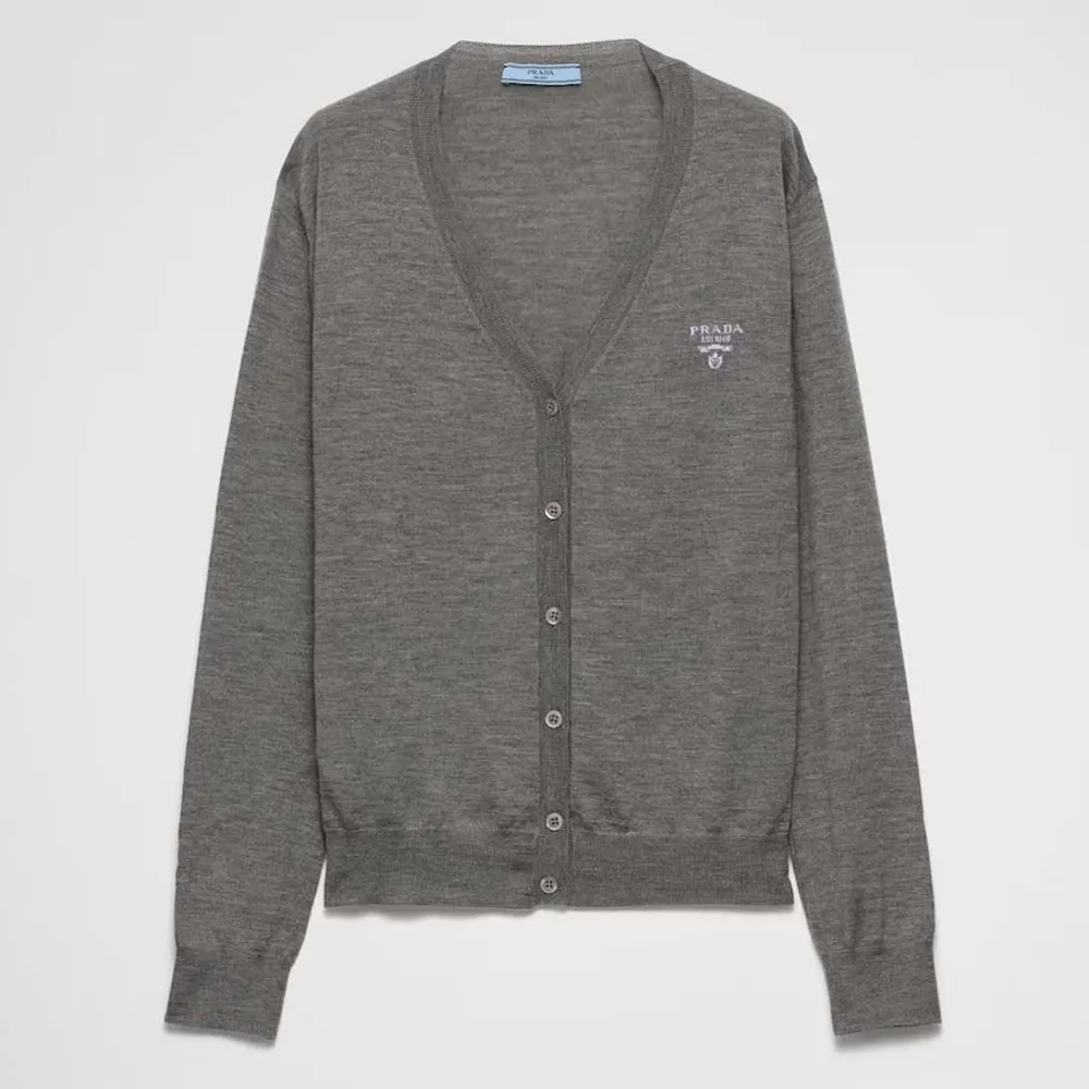 Prada Men Cashmere Cardigan-Gray P25L87102T 1 Prada Women Cashmere Cardigan-Gray P25L87102T