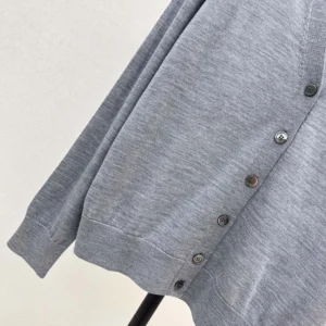 Prada Women Cashmere Cardigan-Gray P25L87102T