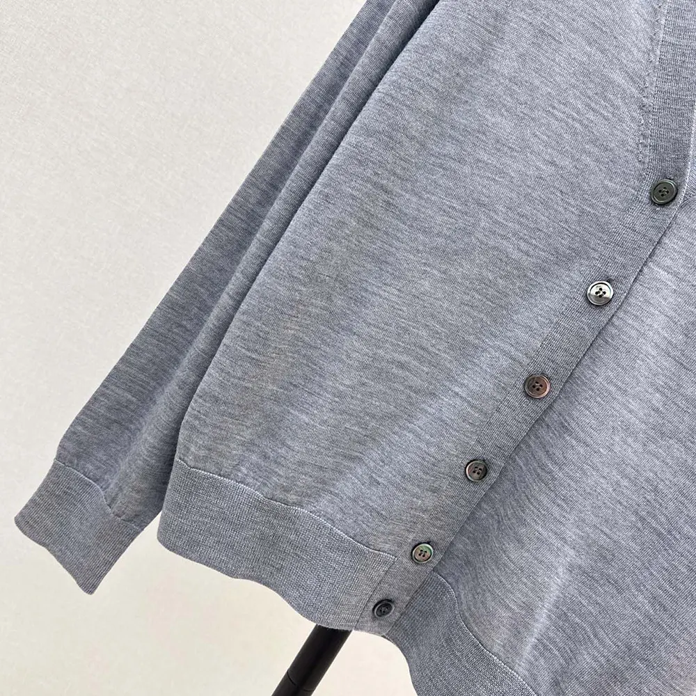 Prada Men Cashmere Cardigan-Gray P25L87102T 10 Prada Women Cashmere Cardigan-Gray P25L87102T