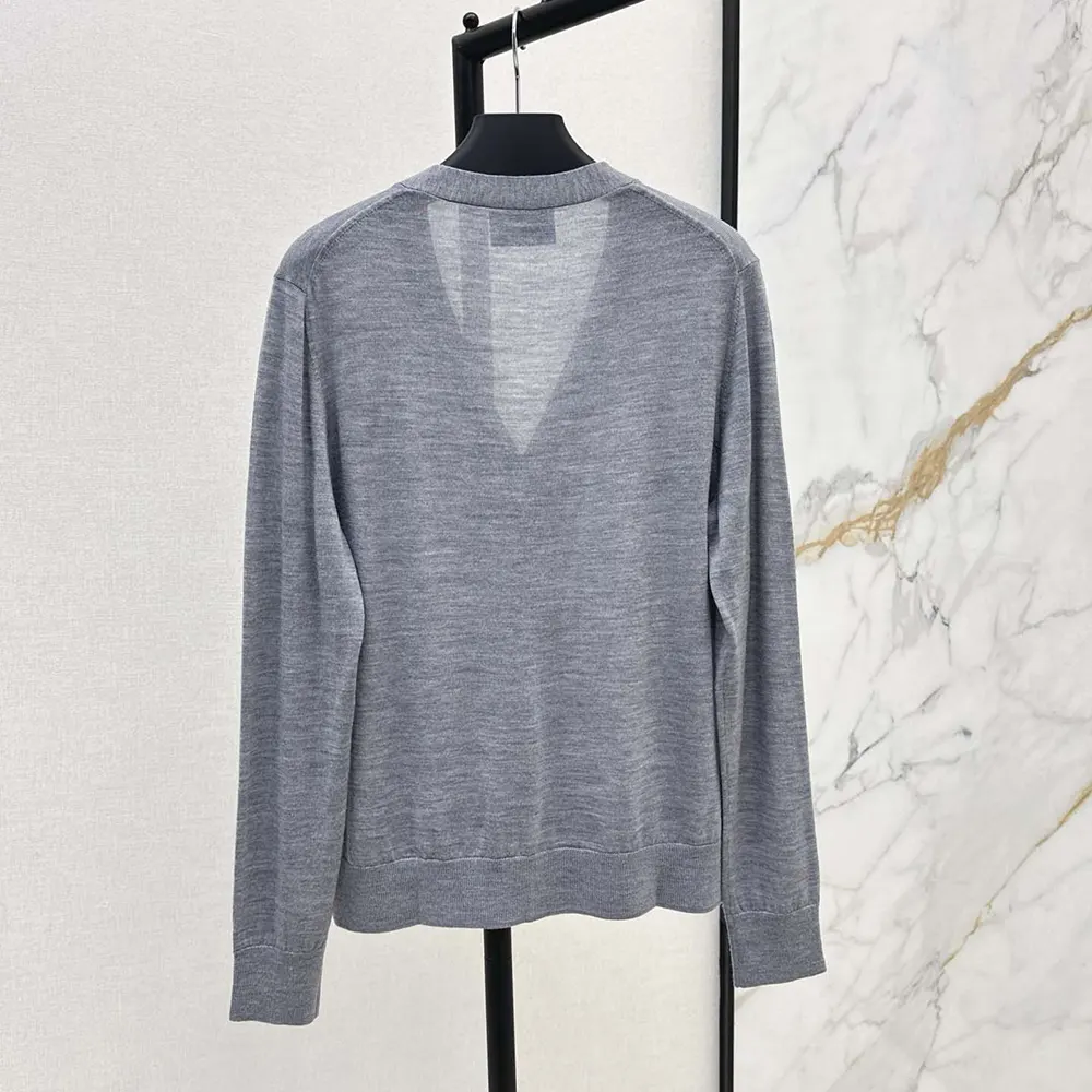 Prada Men Cashmere Cardigan-Gray P25L87102T 3 Prada Women Cashmere Cardigan-Gray P25L87102T
