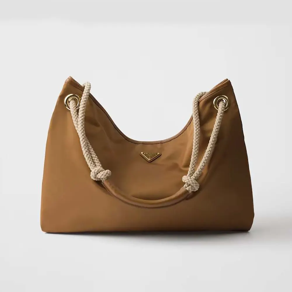 Prada Women Mariner Large Re-Nylon Shoulder Bag-Brown 1BC244 1 Prada Women Mariner Large Re-Nylon Shoulder Bag-Brown 1BC244