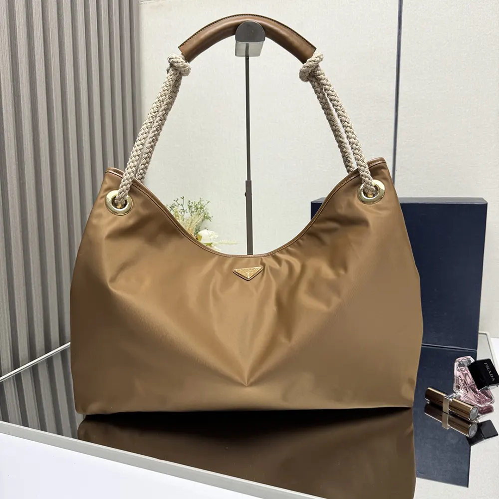 Prada Women Mariner Large Re-Nylon Shoulder Bag-Brown 1BC244 2 Prada Women Mariner Large Re-Nylon Shoulder Bag-Brown 1BC244