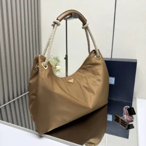 Prada Women Mariner Large Re-Nylon Shoulder Bag-Brown 1BC244