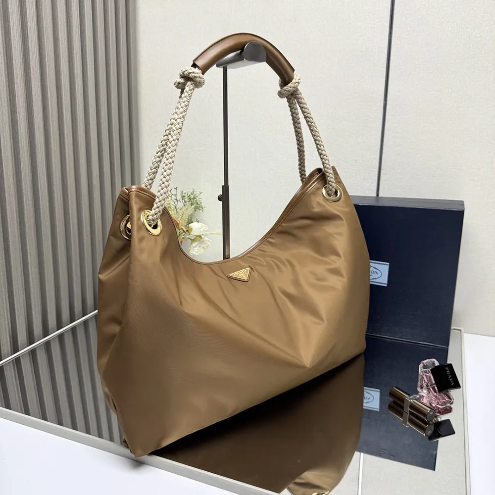 Prada Women Mariner Large Re-Nylon Shoulder Bag-Brown 1BC244 4 Prada Women Mariner Large Re-Nylon Shoulder Bag-Brown 1BC244
