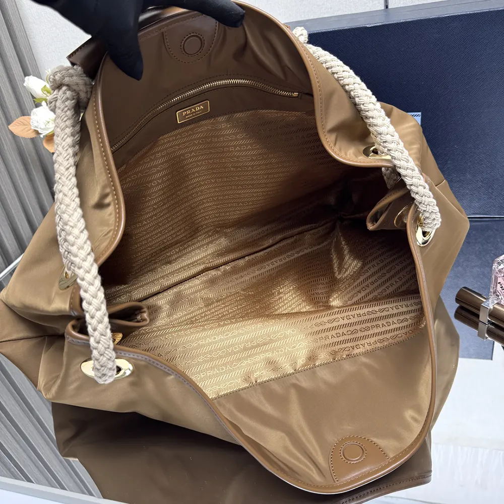 Prada Women Mariner Large Re-Nylon Shoulder Bag-Brown 1BC244 8 Prada Women Mariner Large Re-Nylon Shoulder Bag-Brown 1BC244