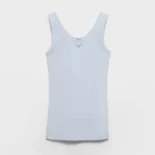 Prada Women Ribbed Knit Top-Blue 39576L14L0