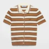 Prada Women Short-sleeved Striped Cotton Cardigan-White