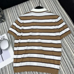 Prada Women Short-sleeved Striped Cotton Cardigan-White