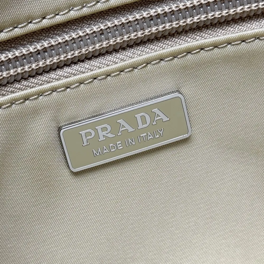 Prada Women Small Padded Re-Nylon Shoulder Bag-Beige 10 Prada Women Small Padded Re-Nylon Shoulder Bag-Beige