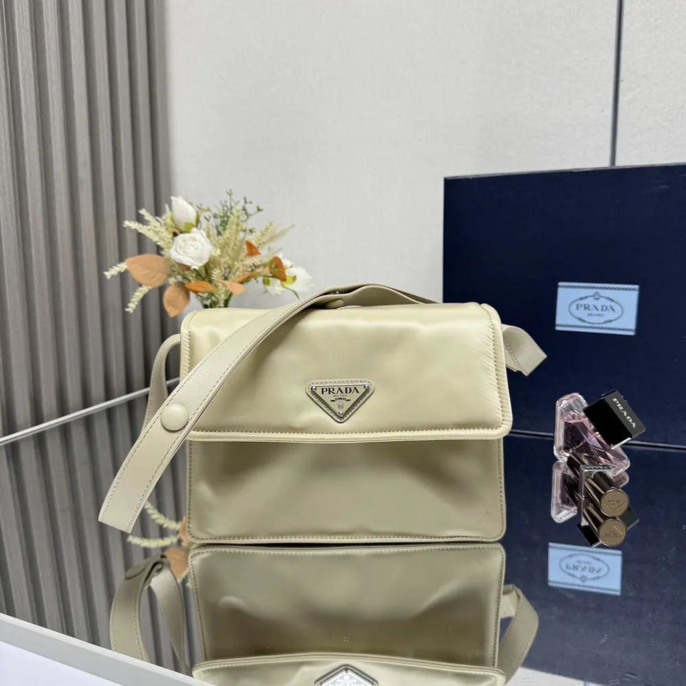 Prada Women Small Padded Re-Nylon Shoulder Bag-Beige 3 Prada Women Small Padded Re-Nylon Shoulder Bag-Beige