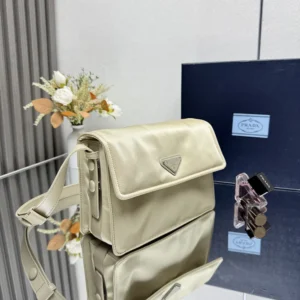 Prada Women Small Padded Re-Nylon Shoulder Bag-Beige