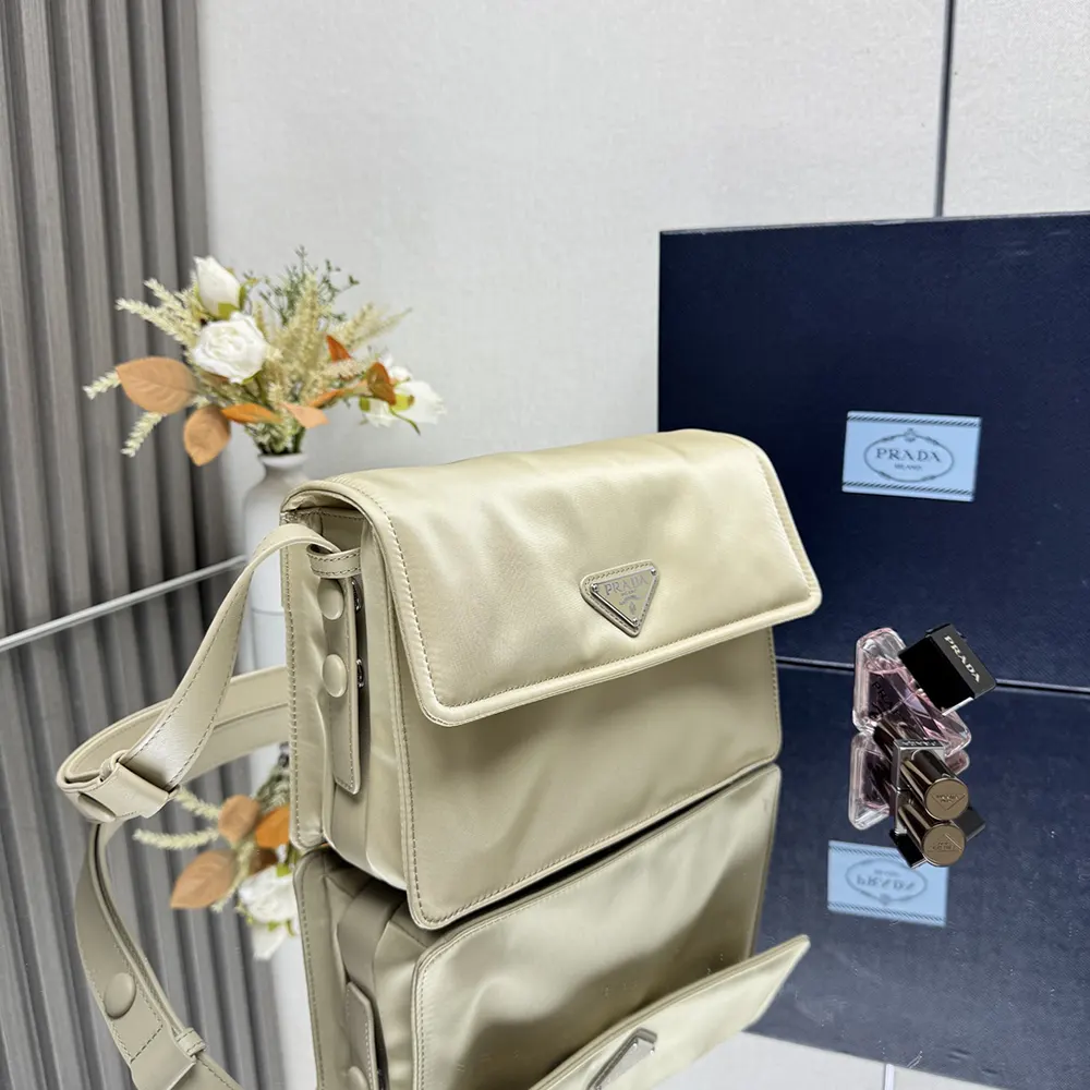 Prada Women Small Padded Re-Nylon Shoulder Bag-Beige 5 Prada Women Small Padded Re-Nylon Shoulder Bag-Beige