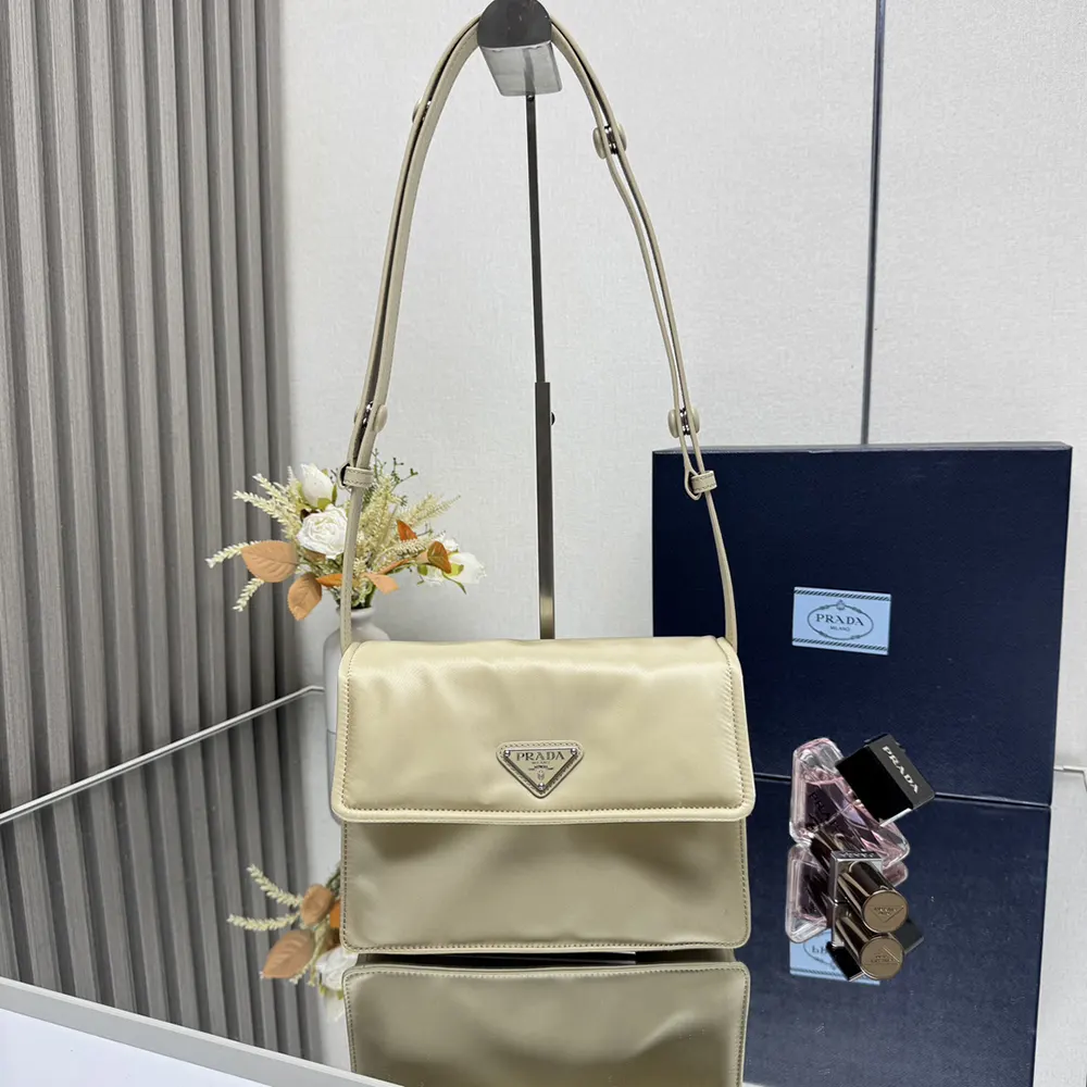 Prada Women Small Padded Re-Nylon Shoulder Bag-Beige 2 Prada Women Small Padded Re-Nylon Shoulder Bag-Beige