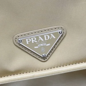 Prada Women Small Padded Re-Nylon Shoulder Bag-Beige