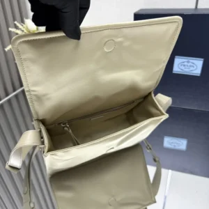 Prada Women Small Padded Re-Nylon Shoulder Bag-Beige