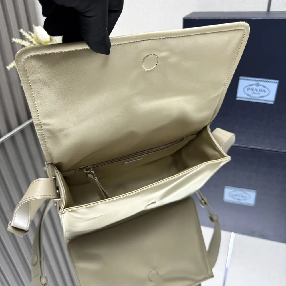 Prada Women Small Padded Re-Nylon Shoulder Bag-Beige 7 Prada Women Small Padded Re-Nylon Shoulder Bag-Beige