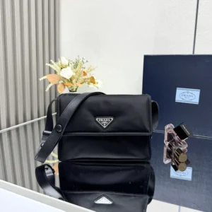 Prada Women Small Padded Re-Nylon Shoulder Bag-Black