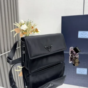 Prada Women Small Padded Re-Nylon Shoulder Bag-Black