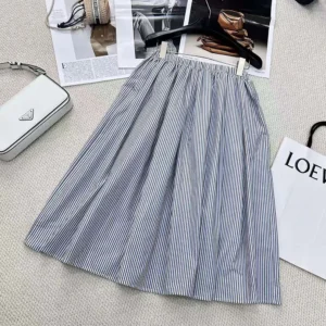 Prada Women Striped Poplin Skirt 21X00016QH