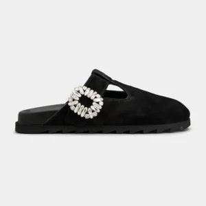 Roger Vivier Women Slidy Viv' Mules in Suede-Black RVW62542100