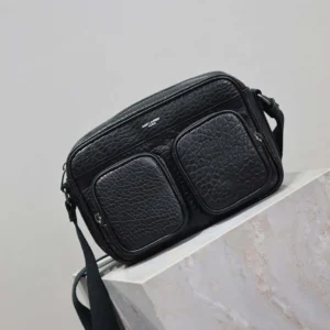 Saint Laurent YSL Unisex City Saint Laurent Camera Bag in Grained Leather-Black