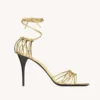 Saint Laurent YSL Women Babylone Sandals in Metallic Leather 8219270NL008008