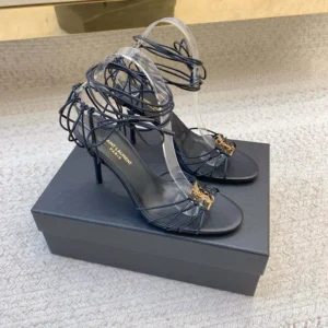 Saint Laurent YSL Women Babylone Sandals in Smooth Leather 7857061N8001000