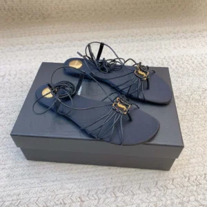 Saint Laurent YSL Women Babylone Sandals in Smooth Leather 820656AAEOF1000