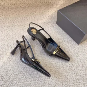 Saint Laurent YSL Women Jacqueline Slingback Pumps in Patent Leather