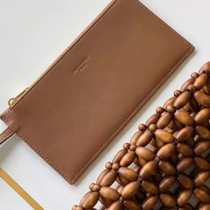 Saint Laurent YSL Women Le 5 A 7 Large in Wood Beads-Brwon