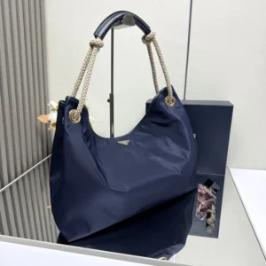 Prada Women Mariner Large Re-Nylon Shoulder Bag-Navy 1BC244