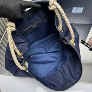 Prada Women Mariner Large Re-Nylon Shoulder Bag-Navy 1BC244