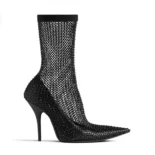 Balenciaga Women Avenue 110mm Bootie in Black Shiny Nappa Lambskin