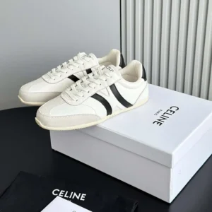 Celine Unisex Jogger Low Lace up Sneaker in Calfskin-White