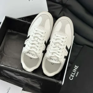 Celine Unisex Jogger Low Lace up Sneaker in Calfskin-White