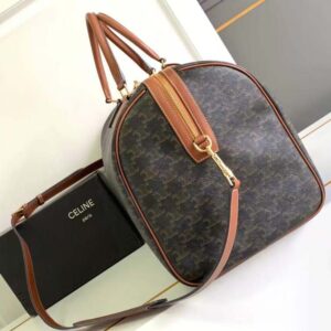 Celine Unisex Large Travel Bag in Triomphe Canvas with Celine Print