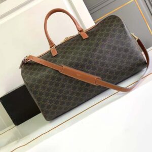 Celine Unisex Large Travel Bag in Triomphe Canvas with Celine Print