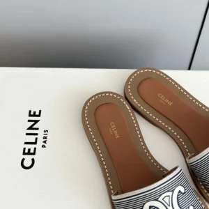 Celine Women Lympia Mule in Striped Textile with Triomphe 357925160C