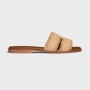 Celine Women Marina Fringed Mule in Cotton-Beige 362675018C