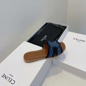 Celine Women Marina Fringed Mule in Denim-Navy 362675022C