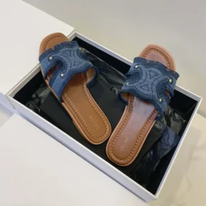 Celine Women Marina Fringed Mule in Denim-Navy 362675022C