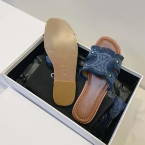 Celine Women Marina Fringed Mule in Denim-Navy 362675022C