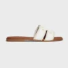 Celine Women Marina Mule in Fringed Canvas-White 362675018C