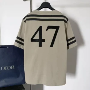 Dior Men Natural Christian Dior Couture T-Shirt Regular Fit Black Cotton Jersey