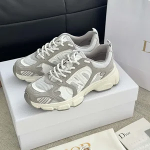 Dior Unisex Chrono Sneaker Gray Mesh and Suede Calfskin KCK414SUH