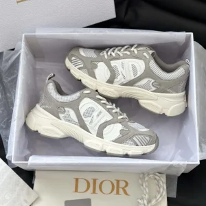 Dior Unisex Chrono Sneaker Gray Mesh and Suede Calfskin KCK414SUH