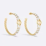Dior Women 30 Montaigne Prestige Hoop Earrings Gold-Finish Metal and Silver-Tone Crystals