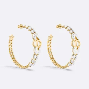 Dior Women 30 Montaigne Prestige Hoop Earrings Gold-Finish Metal and Silver-Tone Crystals